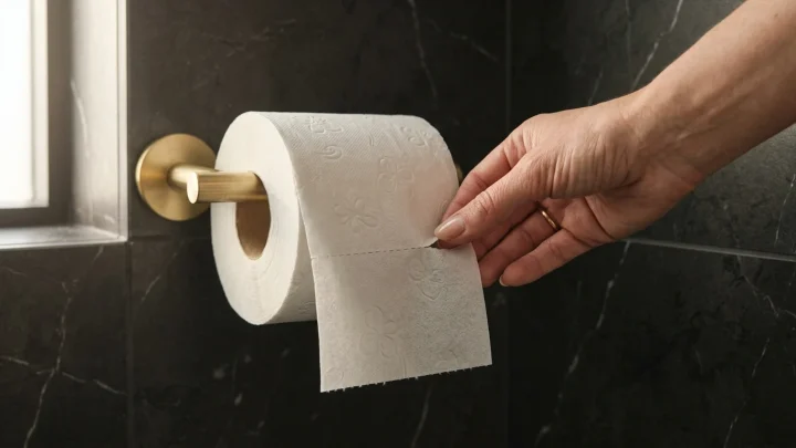 Een rol toiletpapier in een badkamer