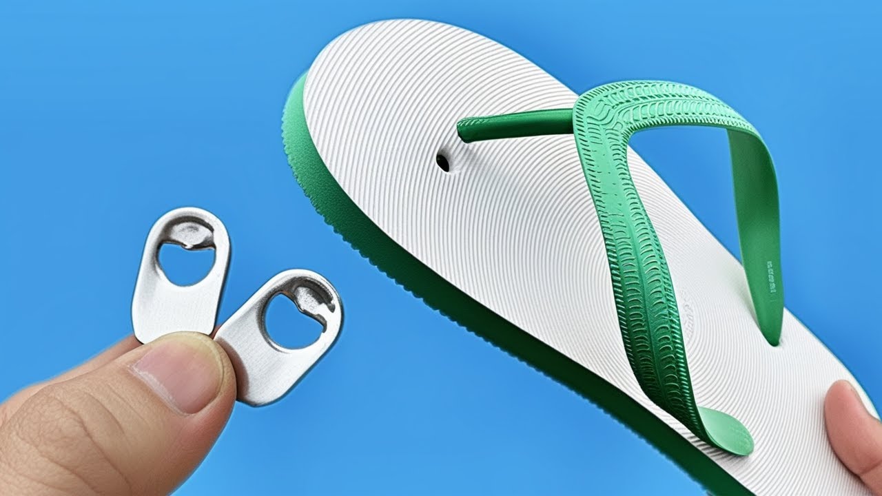 Gooi kapotte slippers niet weg: Zo repareer je ze met een blikdeksel